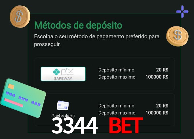 O cassino 3344 Bet oferece uma grande variedade de métodos de pagamento